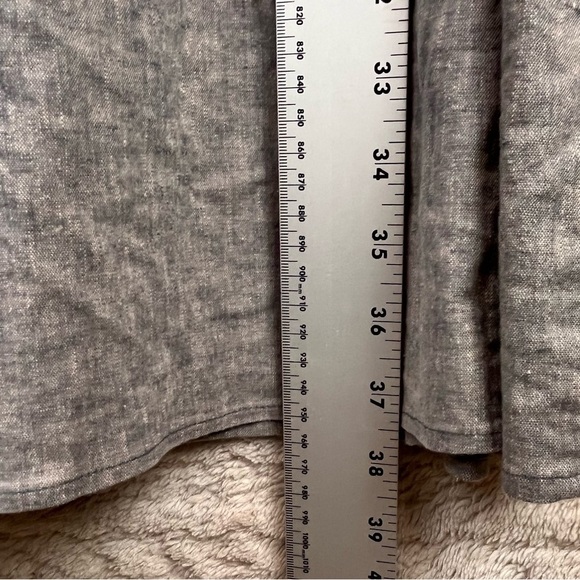 DIALOGUE Beachy Shirt Dress Linen Blend Small Petite Casual Chambray Tie Belt - Picture 12 of 14